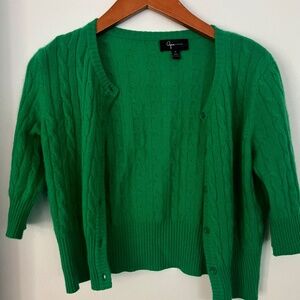 Aqua Bloomingdales Cashmere Kelly Green Cardigan M